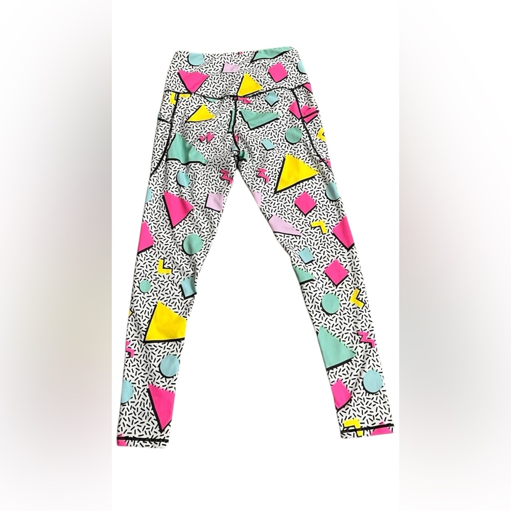 Retro 80s 90s Memphis Design Geometric Leggings - Size M - Picture 3 of 4